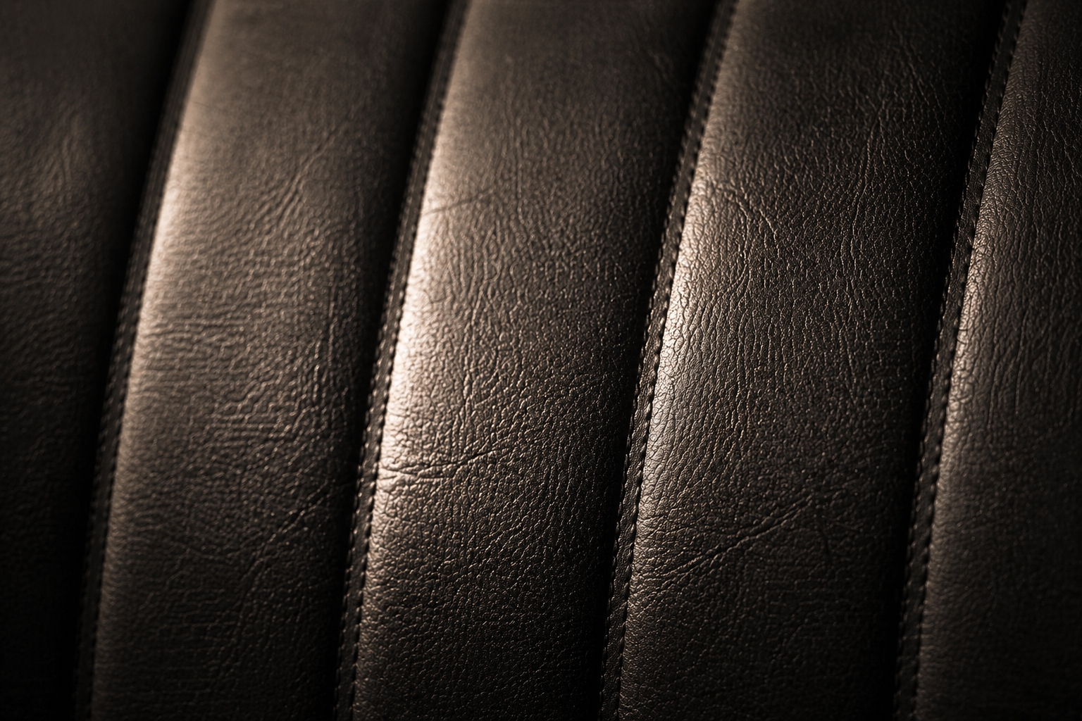 Close-up of black leather seat, raking light