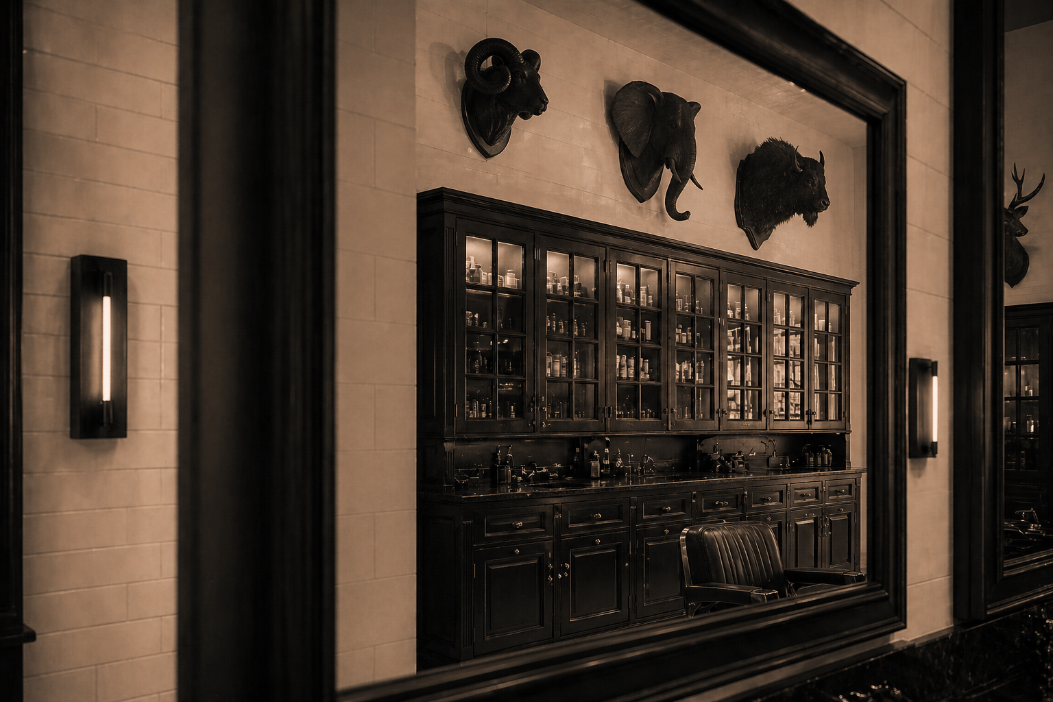 Mirror reflection of the cabinet beyond